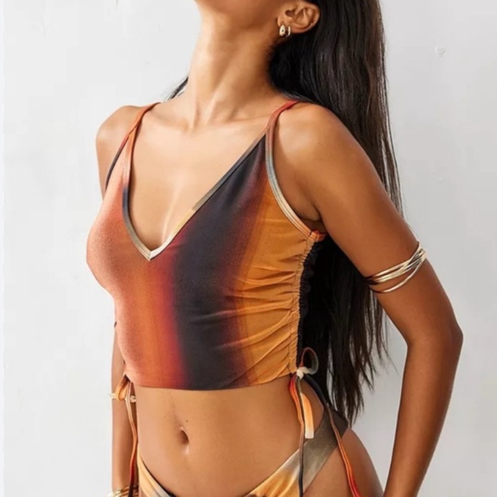 Urban Outfitters Orange Brown Gradient Strappy Bikini Set